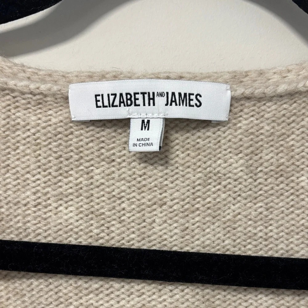 Elizabeth and James Beige V-Neck Sweater with Tie Waist - Picture 2 of 6
